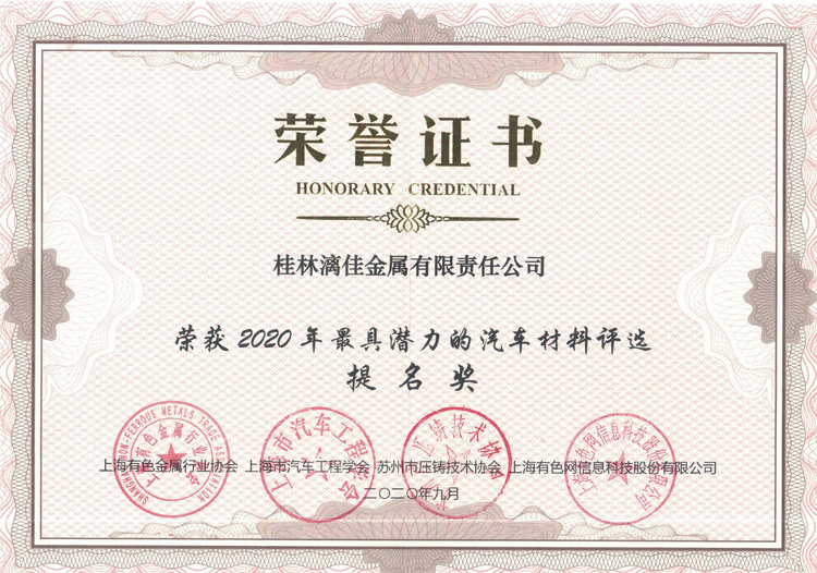 “2020年最具潜力的汽车资料”评比提名奖